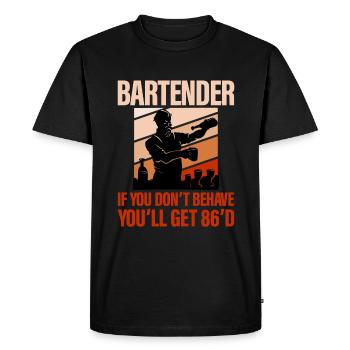 Barman, si vous ne vous comportez pas, vous obtiendrez 86'd 2 - T-shirt Premium bio Homme - noir - Devant - Nico (187cm)