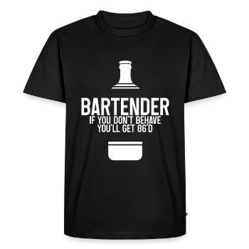 Barman, si vous ne vous comportez pas, vous obtiendrez 86'd 4 - T-shirt Premium bio Homme - noir - Devant - Nico (187cm)