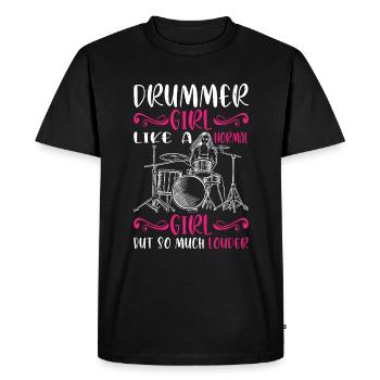 DrummerGirl Like A Normal Girl But So Much Louder2 - Men's Premium Organic T-Shirt - black - Front - Nico (187cm)