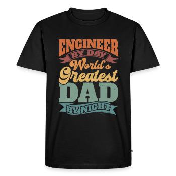 Engineer By Day, World's Greatest Dad By Night - Men's Premium Organic T-Shirt - black - Front - Nico (187cm)