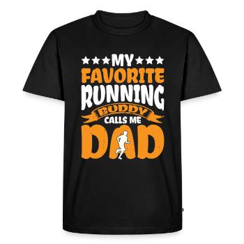 My Favorite Running Buddy Calls Me Dad 3 - Men's Premium Organic T-Shirt - black - Front - Nico (187cm)