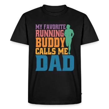 My Favorite Running Buddy Calls Me Dad 2 - Men's Premium Organic T-Shirt - black - Front - Nico (187cm)