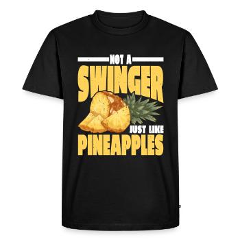 Not A Swinger, Just Like Pineapples - Men's Premium Organic T-Shirt - black - Front - Nico (187cm)
