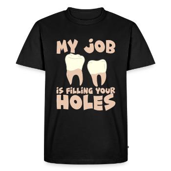 My Job Is Filling Your Holes 4 - Men's Premium Organic T-Shirt - black - Front - Nico (187cm)