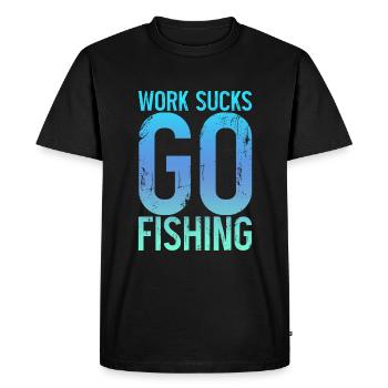 Work Sucks, Go Fishing 3 - Men's Premium Organic T-Shirt - black - Front - Nico (187cm)