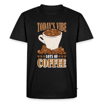 L’ambiance d’aujourd’hui, beaucoup de café - T-shirt Premium bio Homme - noir - Devant - Nico (187cm)