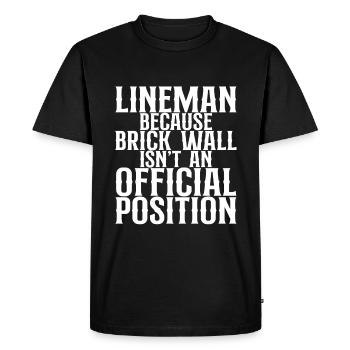 Monteur de lignes parce que le mur de briques n’est pas une position - T-shirt Premium bio Homme - noir - Devant - Nico (187cm)