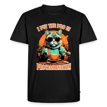 Je mets le pro dans la procrastination 29 - T-shirt Premium bio Homme - noir - Devant - Nico (187cm)