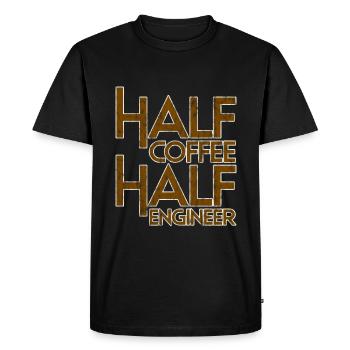 Half Coffee Half Engineer 3 - Men's Premium Organic T-Shirt - black - Front - Nico (187cm)