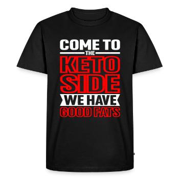 Come To The Keto Side, We Have Good Fats - Men's Premium Organic T-Shirt - black - Front - Nico (187cm)
