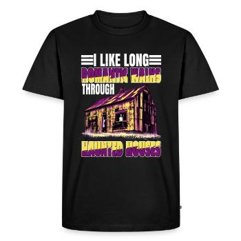I Like Long Romantic Walks Through Haunted Houses - Men's Premium Organic T-Shirt - black - Front - Nico (187cm)