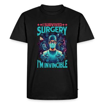 I Survived Surgery, I'm Invincible 8 - Men's Premium Organic T-Shirt - black - Front - Nico (187cm)