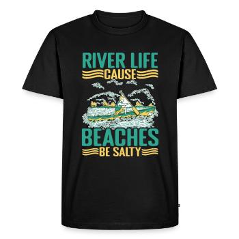 La vie fluviale cause des plages salées - T-shirt Premium bio Homme - noir - Devant - Nico (187cm)