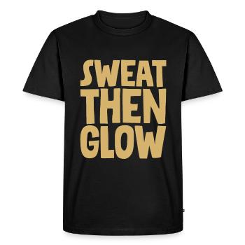 Sueur puis lueur - T-shirt Premium bio Homme - noir - Devant - Nico (187cm)