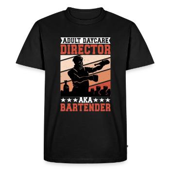 Directeur de garderie pour adultes alias Barman 2 - T-shirt Premium bio Homme - noir - Devant - Nico (187cm)