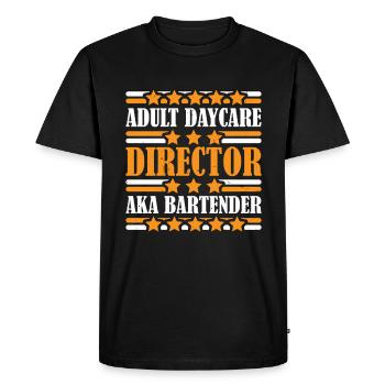 Directeur de garderie pour adultes alias Barman 4 - T-shirt Premium bio Homme - noir - Devant - Nico (187cm)