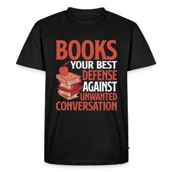 Livres, meilleure défense contre les conversations indésirables2 - T-shirt Premium bio Homme - noir - Devant - Nico (187cm)