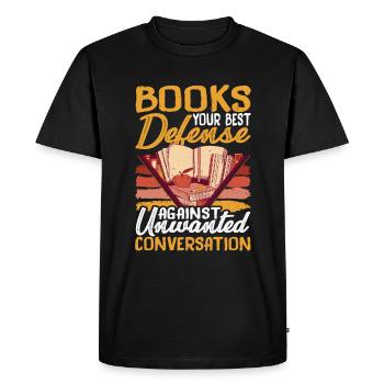 Les livres, la meilleure défense contre les conversations indésirables3 - T-shirt Premium bio Homme - noir - Devant - Nico (187cm)