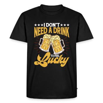 Je n’ai pas besoin d’un verre pour me sentir chanceux 3 - T-shirt Premium bio Homme - noir - Devant - Nico (187cm)