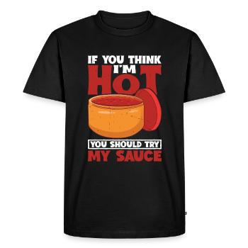 Si vous pensez que je suis piquant, vous devriez essayer ma sauce 2 - T-shirt Premium bio Homme - noir - Devant - Nico (187cm)