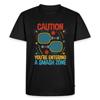 Attention : Vous entrez dans une zone de smash 2 - T-shirt Premium bio Homme - noir - Devant - Nico (187cm)