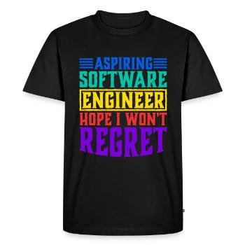 Aspiring Software Engineer, Hope I Won't Regret - Men's Premium Organic T-Shirt - black - Front - Nico (187cm)