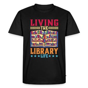 Vivre la vie de bibliothèque - T-shirt Premium bio Homme - noir - Devant - Nico (187cm)