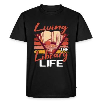 Vivre la vie de bibliothèque 2 - T-shirt Premium bio Homme - noir - Devant - Nico (187cm)