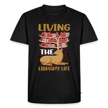 Vivre la vie de bibliothèque 3 - T-shirt Premium bio Homme - noir - Devant - Nico (187cm)