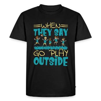 Quand ils disent d’aller jouer dehors 2 - T-shirt Premium bio Homme - noir - Devant - Nico (187cm)