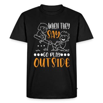 Quand ils disent d’aller jouer dehors 3 - T-shirt Premium bio Homme - noir - Devant - Nico (187cm)