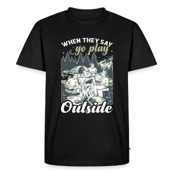 Quand ils disent d’aller jouer dehors - T-shirt Premium bio Homme - noir - Devant - Nico (187cm)