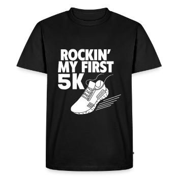 Rockin' My First 5k 4 - Men's Premium Organic T-Shirt - black - Front - Nico (187cm)