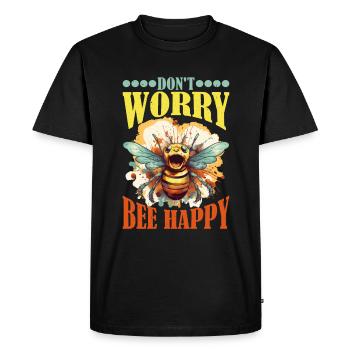 Don't Worry Bee Happy 47 - Men's Premium Organic T-Shirt - black - Front - Nico (187cm)
