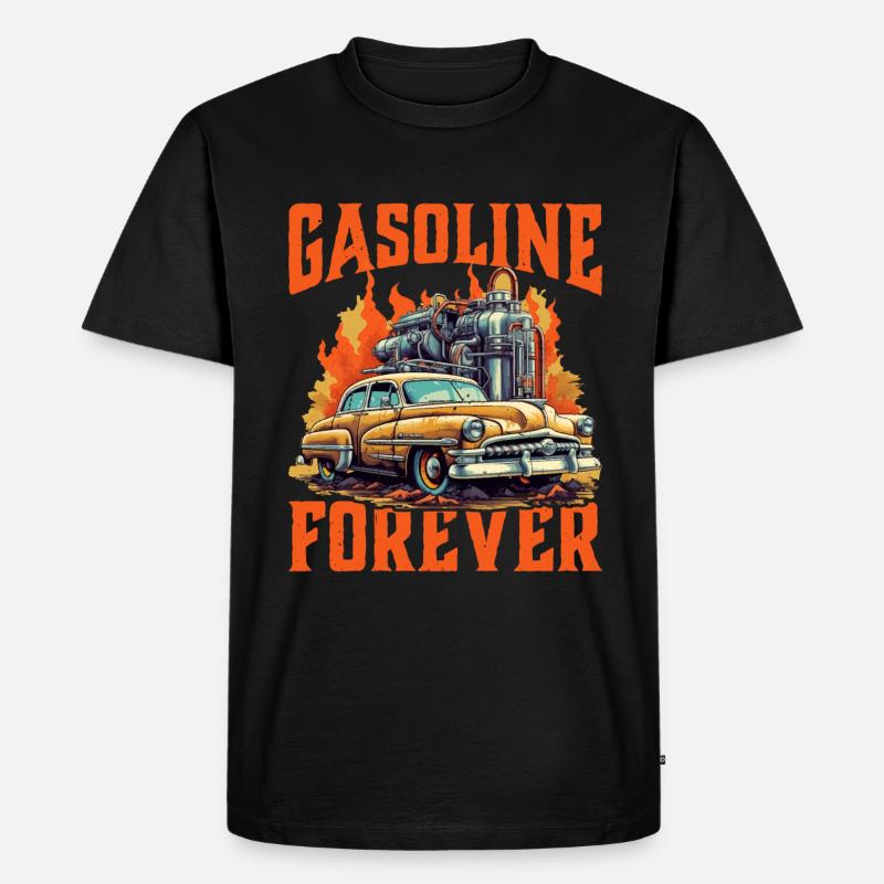 Gasoline Forever 9 - Männer Premium Bio T-Shirt - Schwarz