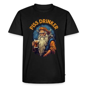 Piss Drinker 39 - Men's Premium Organic T-Shirt - black - Front - Nico (187cm)