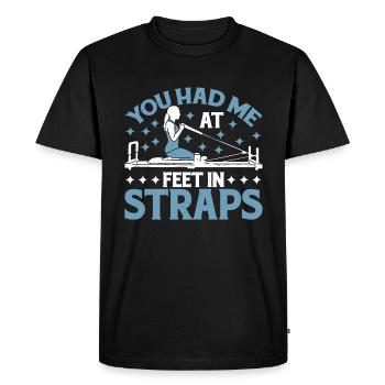 Tu m’as eu aux pieds dans les sangles 21 - T-shirt Premium bio Homme - noir - Devant - Nico (187cm)