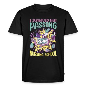 I Survived Her Passing Nursing School 26 - Men's Premium Organic T-Shirt - black - Front - Nico (187cm)