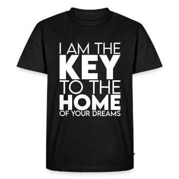 Je suis la clé de la maison de vos rêves - T-shirt Premium bio Homme - noir - Devant - Nico (187cm)