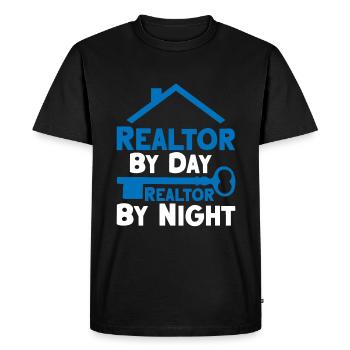 Agent immobilier de jour Agent immobilier de nuit 2 - T-shirt Premium bio Homme - noir - Devant - Nico (187cm)