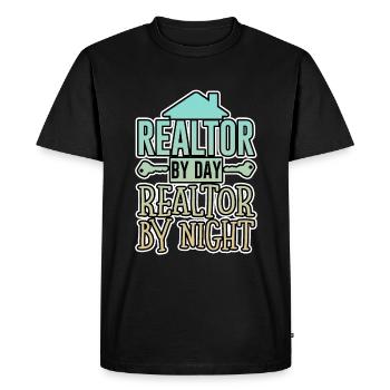 Agent immobilier le jour Agent immobilier la nuit 4 - T-shirt Premium bio Homme - noir - Devant - Nico (187cm)