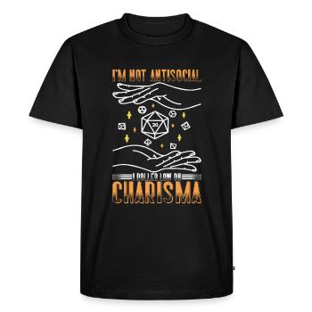 Je ne suis pas antisocial, j’ai roulé à court de charisme 9 - T-shirt Premium bio Homme - noir - Devant - Nico (187cm)