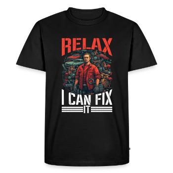 Relax I Can Fix It 19 - Men's Premium Organic T-Shirt - black - Front - Nico (187cm)