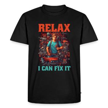 Relax I Can Fix It 18 - Men's Premium Organic T-Shirt - black - Front - Nico (187cm)