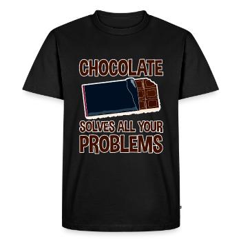 Chocolate Solves All Your Problems - Men's Premium Organic T-Shirt - black - Front - Nico (187cm)