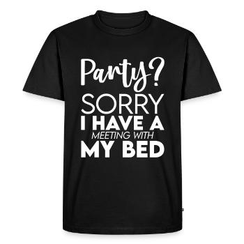 Fête, désolé, j’ai une réunion avec mon lit - T-shirt Premium bio Homme - noir - Devant - Nico (187cm)