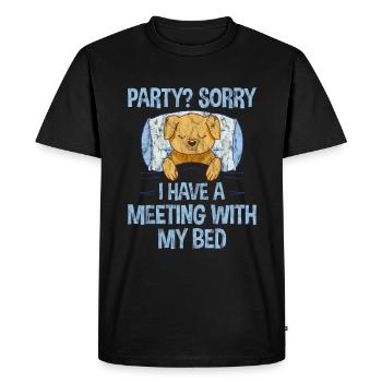 Fête, désolé, j’ai un rendez-vous avec mon lit 3 - T-shirt Premium bio Homme - noir - Devant - Nico (187cm)