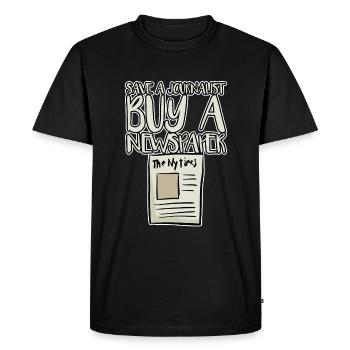 Save A Journalist, Buy A Newspaper 4 - Men's Premium Organic T-Shirt - black - Front - Nico (187cm)
