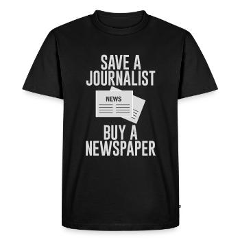 Save A Journalist, Buy A Newspaper 2 - Men's Premium Organic T-Shirt - black - Front - Nico (187cm)