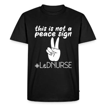 This Is Not A Peace Sign, L&D Nurse - Men's Premium Organic T-Shirt - black - Front - Nico (187cm)
